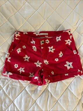 SO Red Floral Jean Shorts